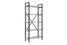 Nordure Estantería Travertino Negro Ancho 90 cm Alto 180 cm Profundo 33.5 cm Melamina Metal